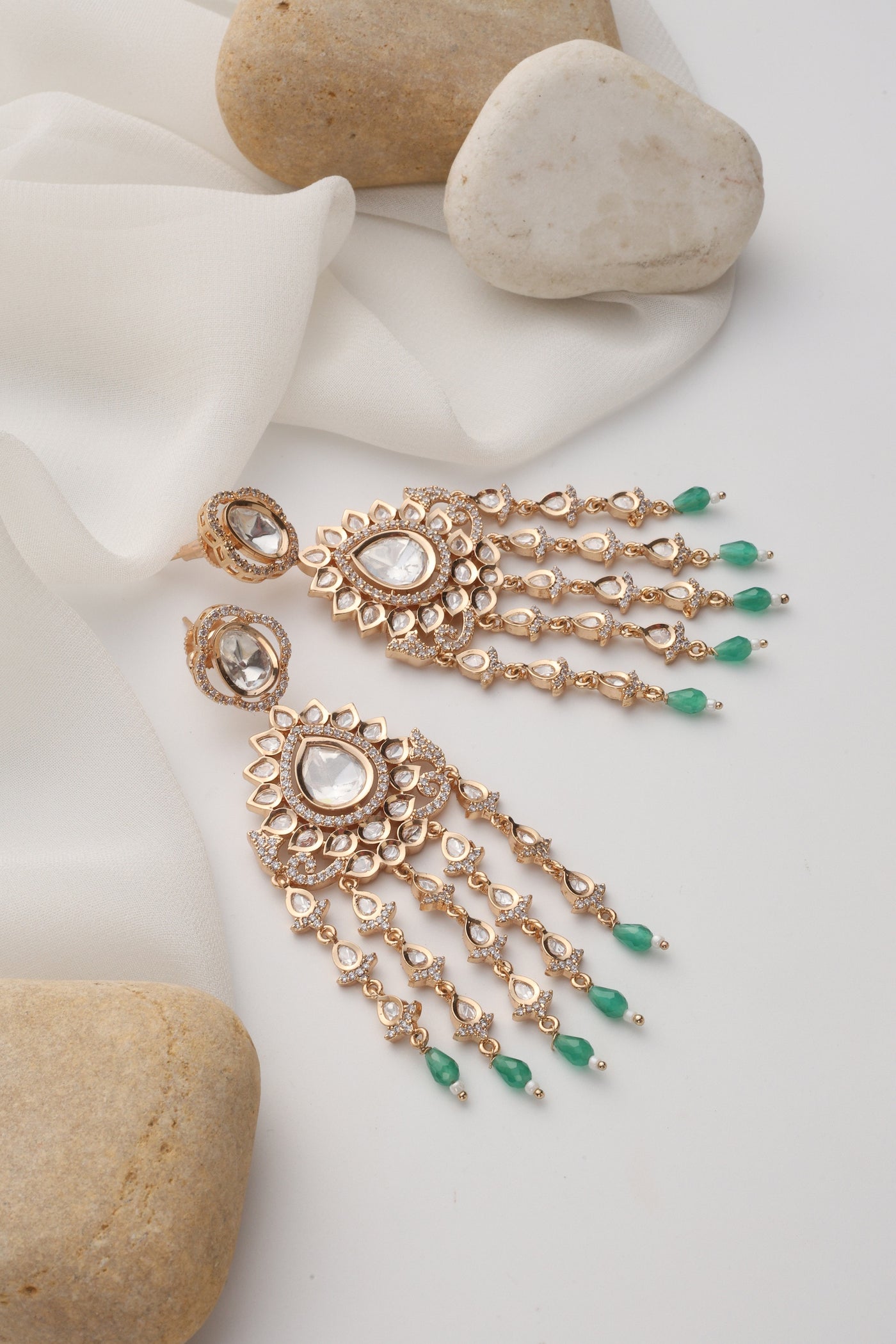 Aishani Green Polki Dangler Earrings