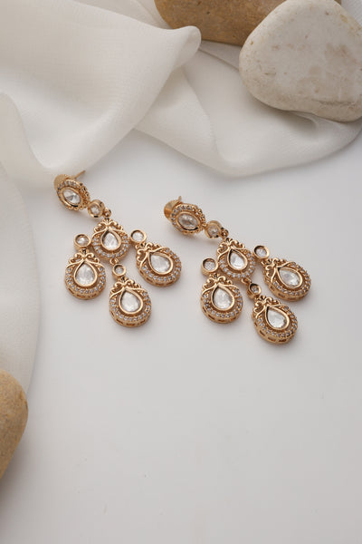 Iraya Gold Polki Dangler Earrings