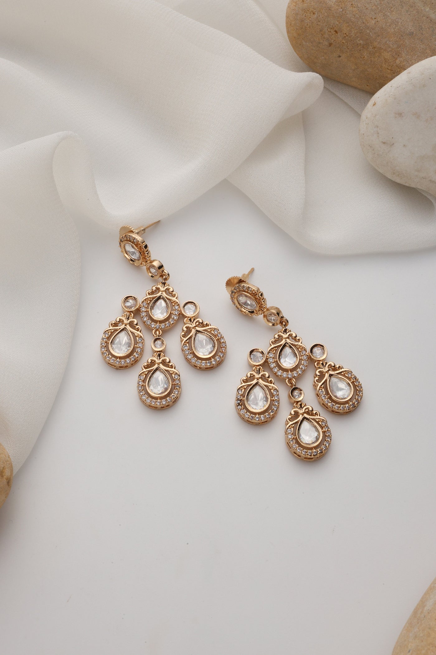 Iraya Gold Polki Dangler Earrings