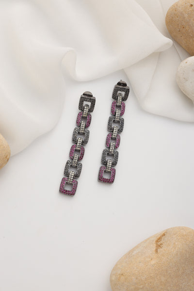 Madelyn Magenta Zirconia Dangler Earrings