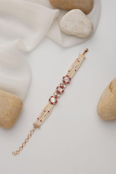 Gurwa Red Polki Bracelet