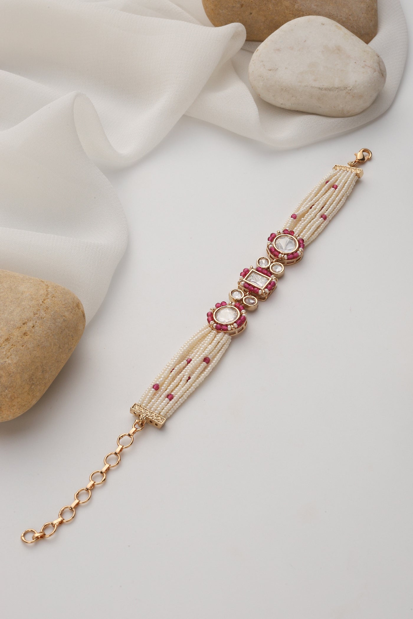 Gurwa Red Polki Bracelet