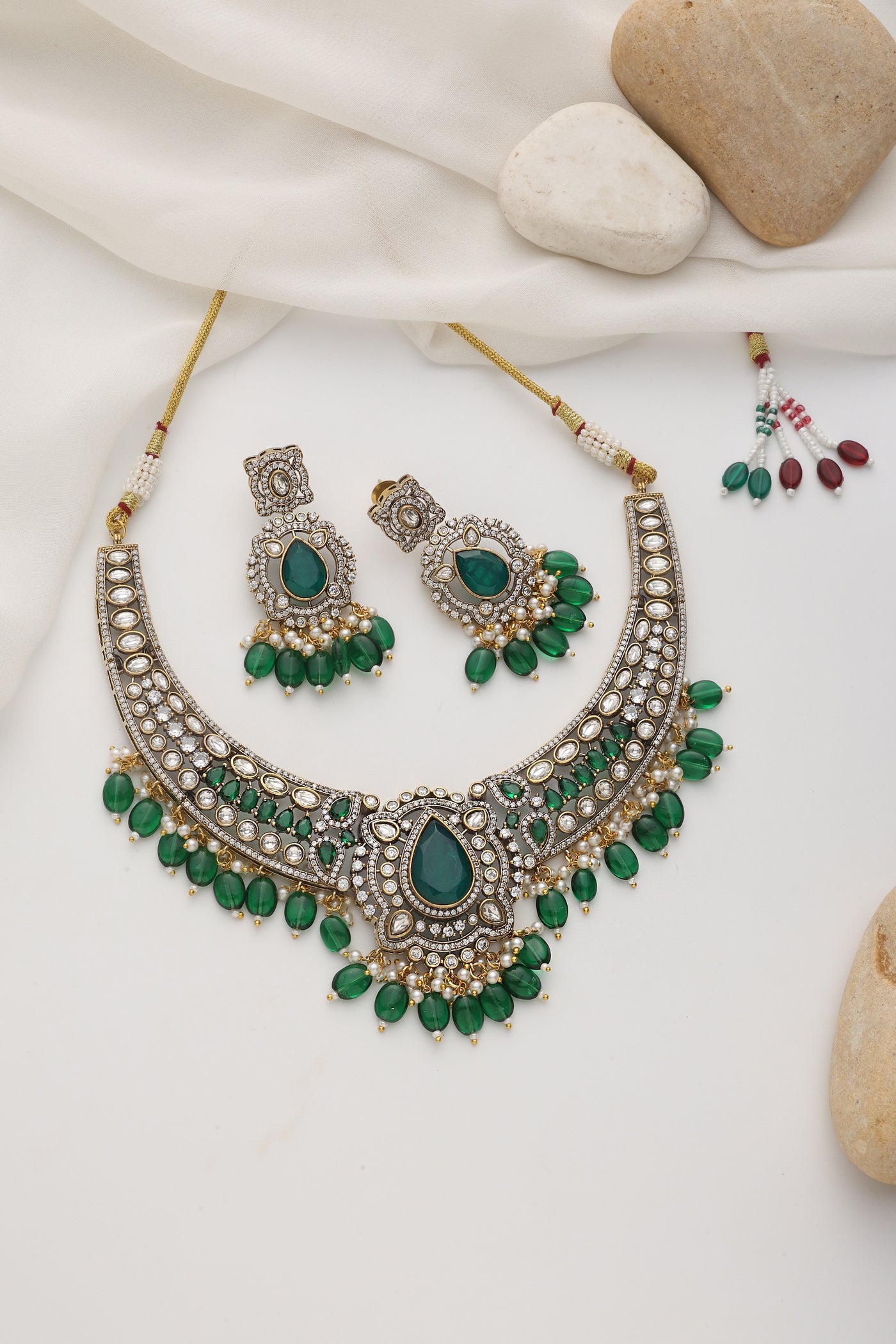 Turaya Green Polki Necklace Set