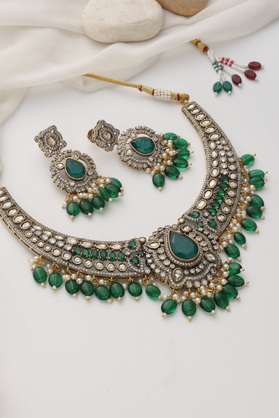 Turaya Green Polki Necklace Set