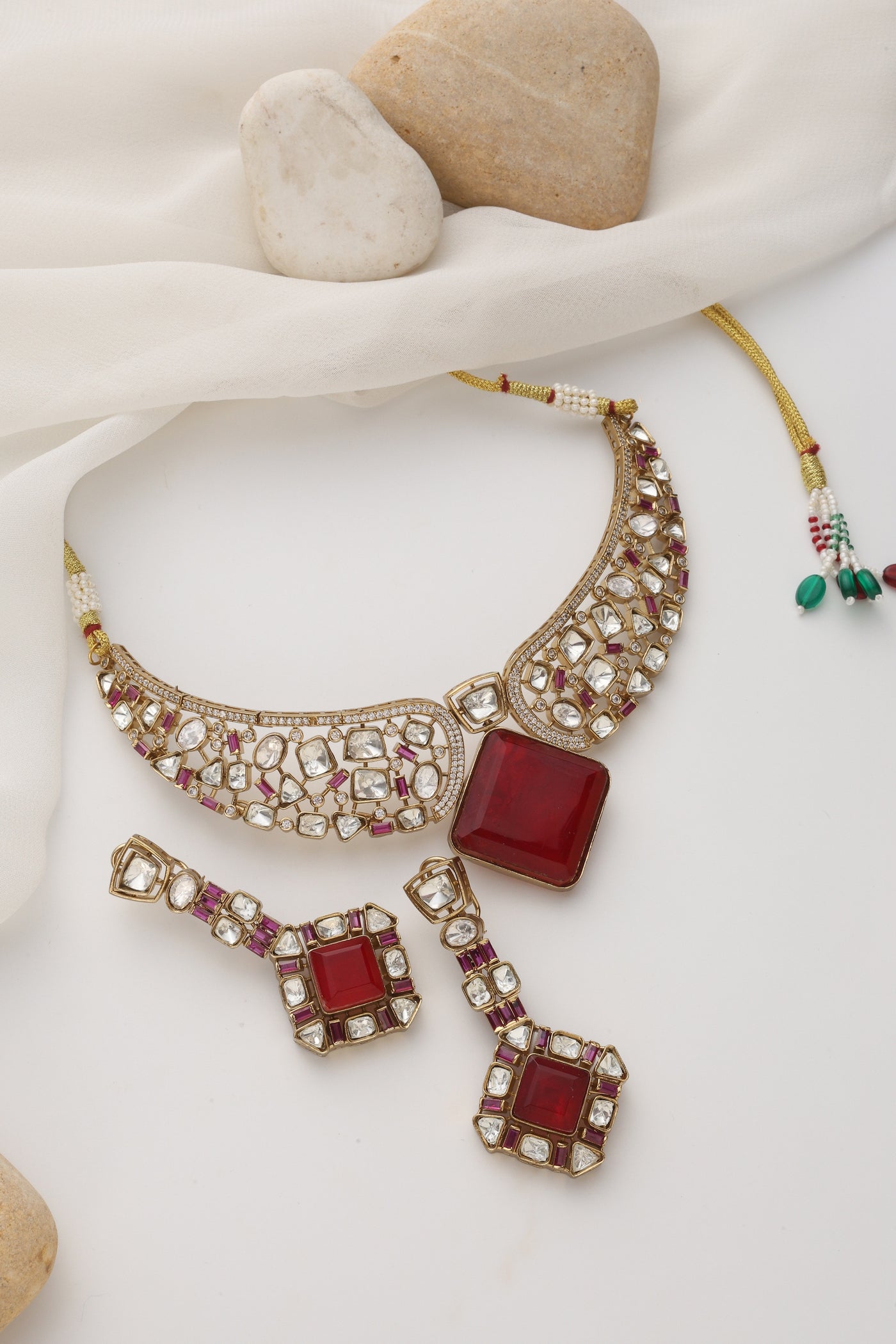 Alaahi Ruby and Polki Choker Set