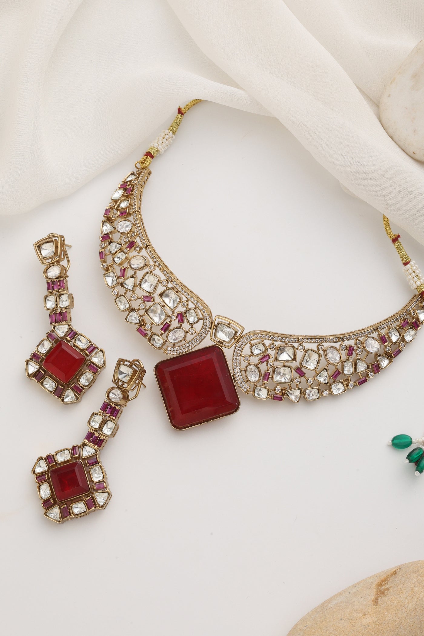 Alaahi Ruby and Polki Choker Set