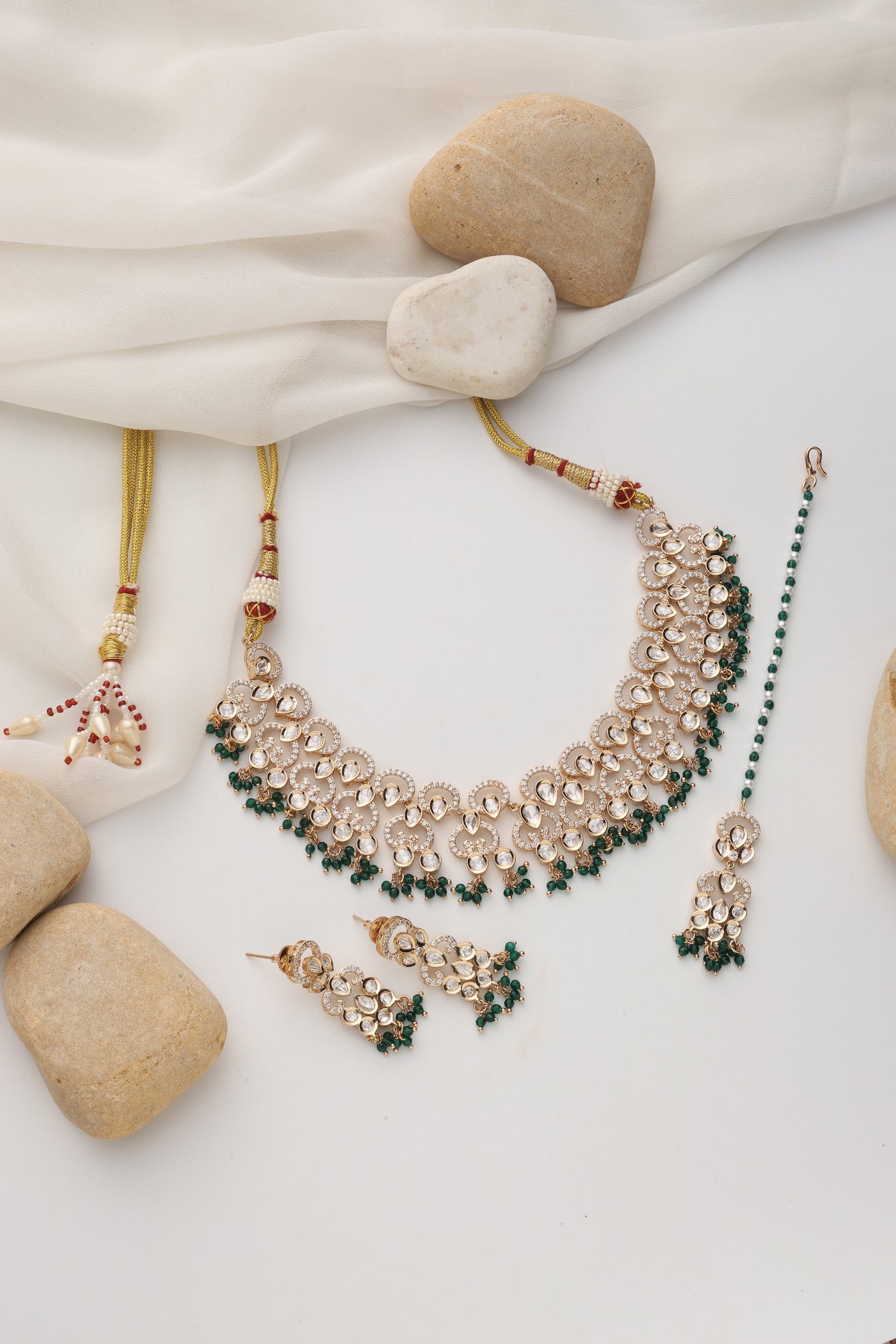 Maan Green Polki Necklace Set