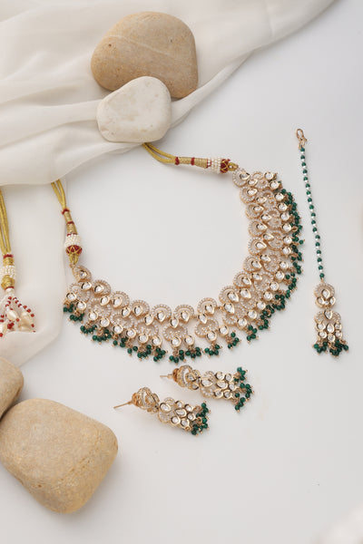 Maan Green Polki Necklace Set