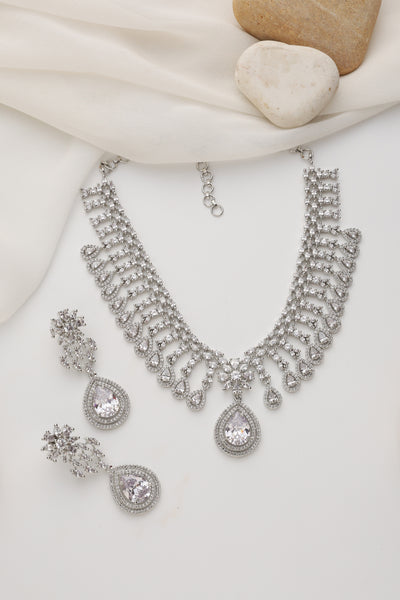 Emery Silver Zirconia Necklace Set