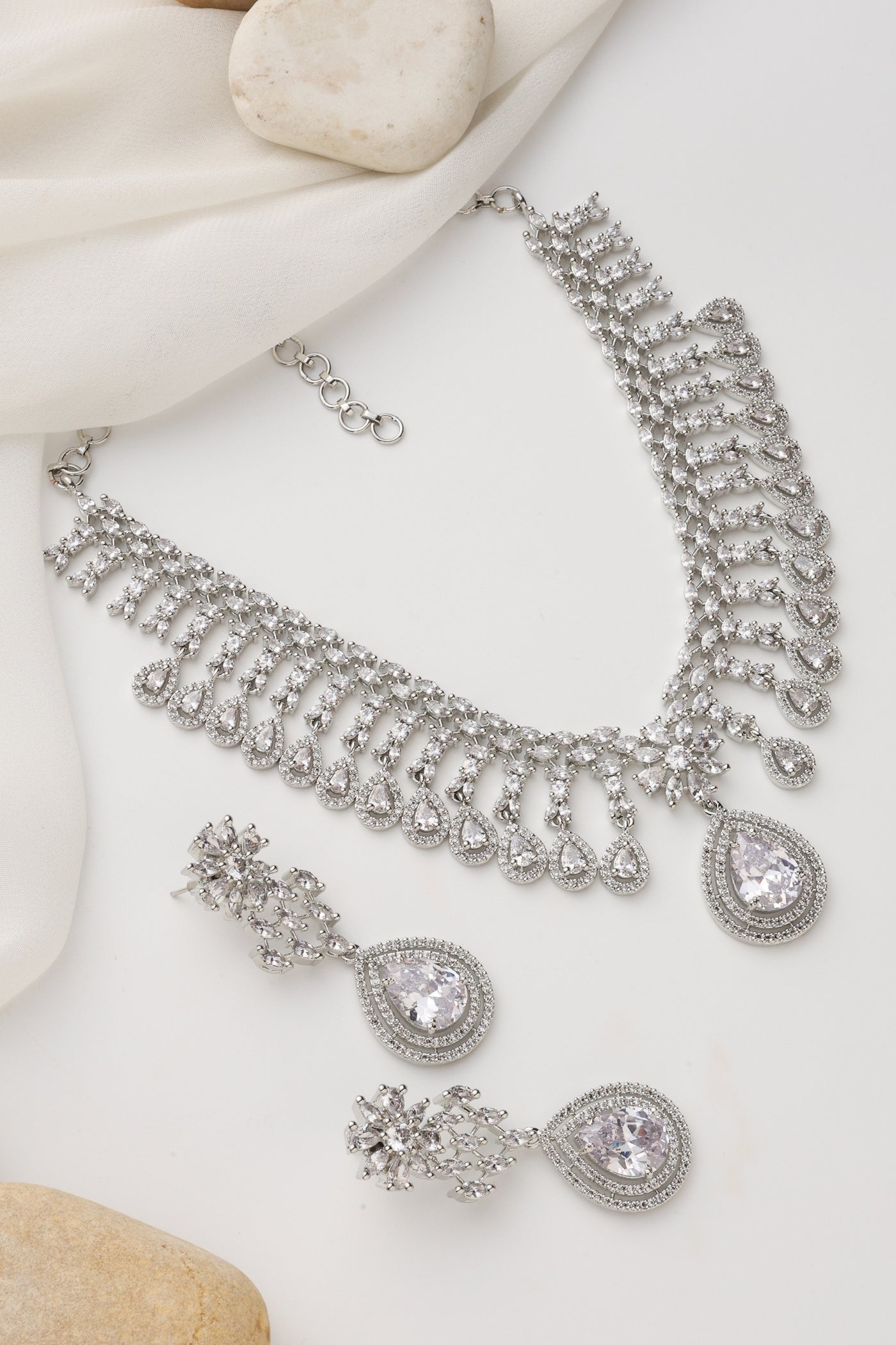 Emery Silver Zirconia Necklace Set