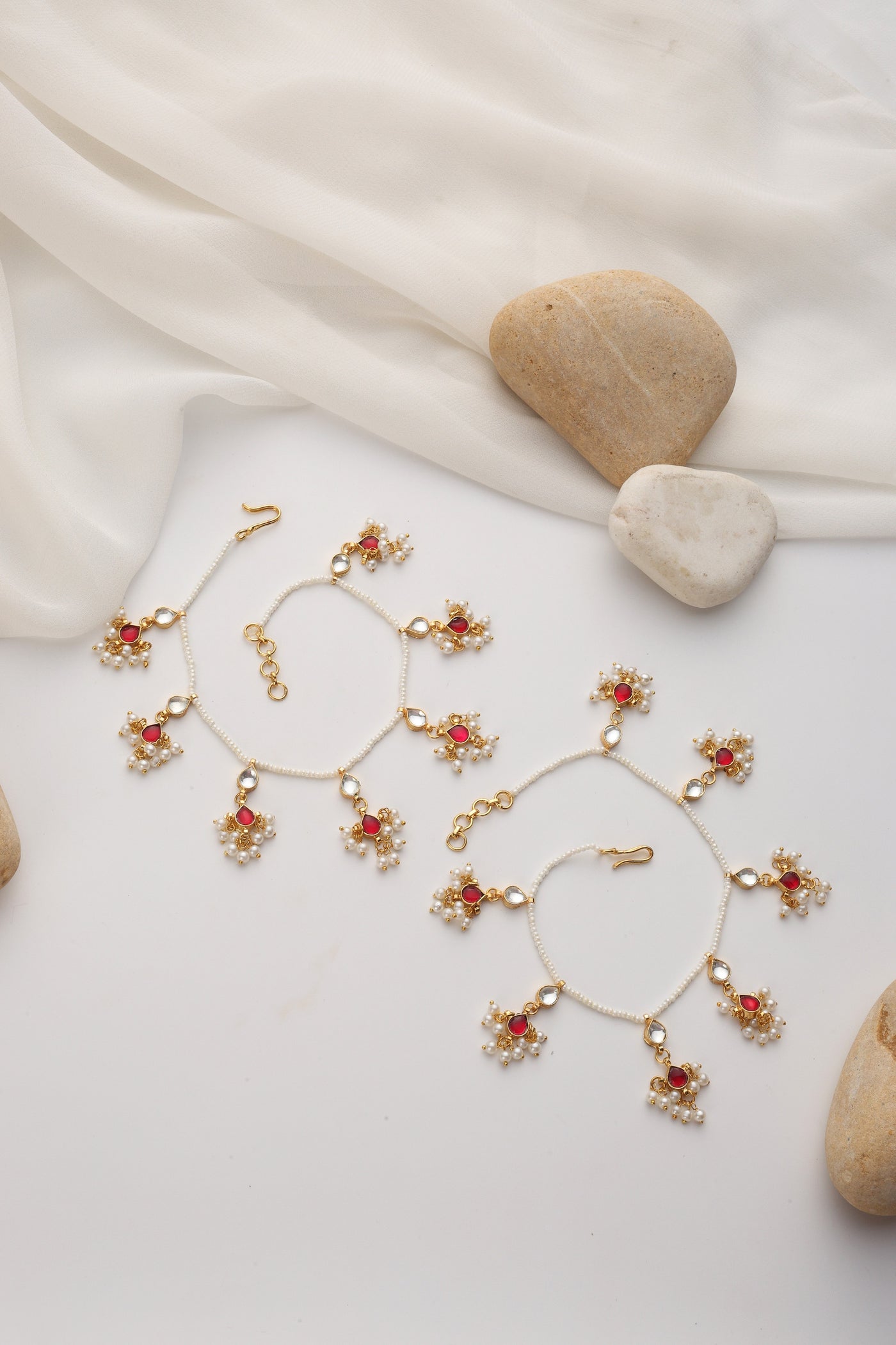 Regina Red Kundan Anklets