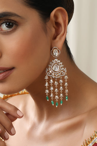 Aishani Green Polki Dangler Earrings