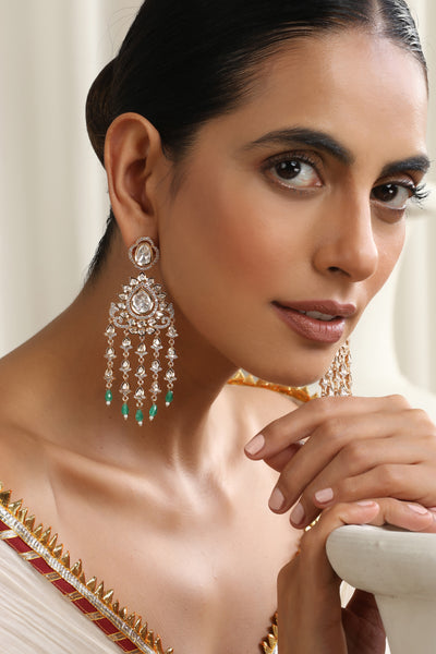 Aishani Green Polki Dangler Earrings