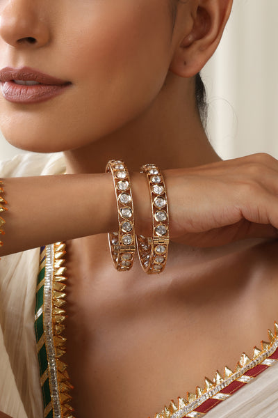 Ursha Rose Gold Polki Bangles