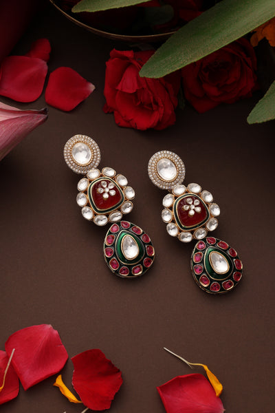 Sahithi Multicolor Polki Dangler Earrings