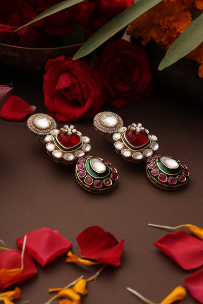 Sahithi Multicolor Polki Dangler Earrings