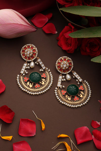 Shrinika Multicolor Temple Chandbali Earrings