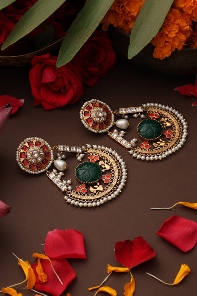 Shrinika Multicolor Temple Chandbali Earrings