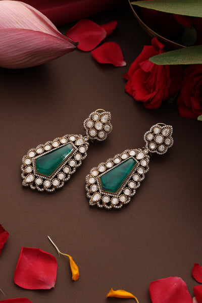 Inina Emerald Polki Dangler Earrings
