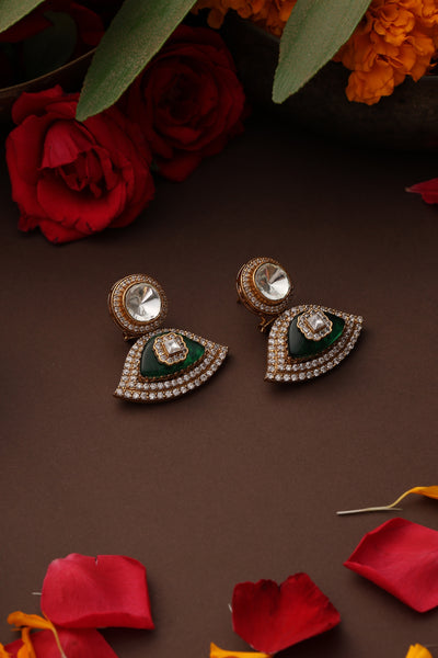 Nira Emerald Polki Dangler Earrings