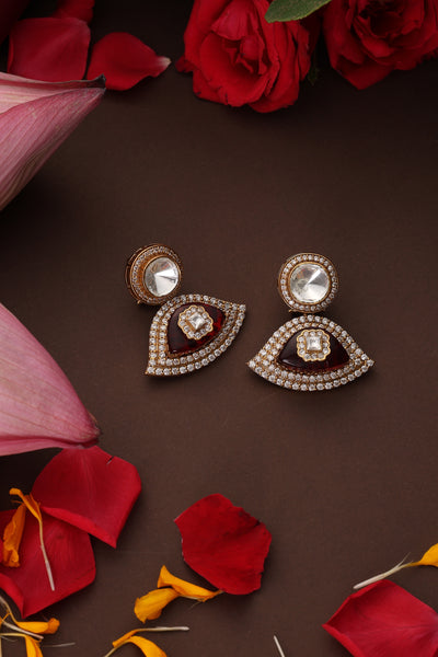Nira Ruby Polki Dangler Earrings