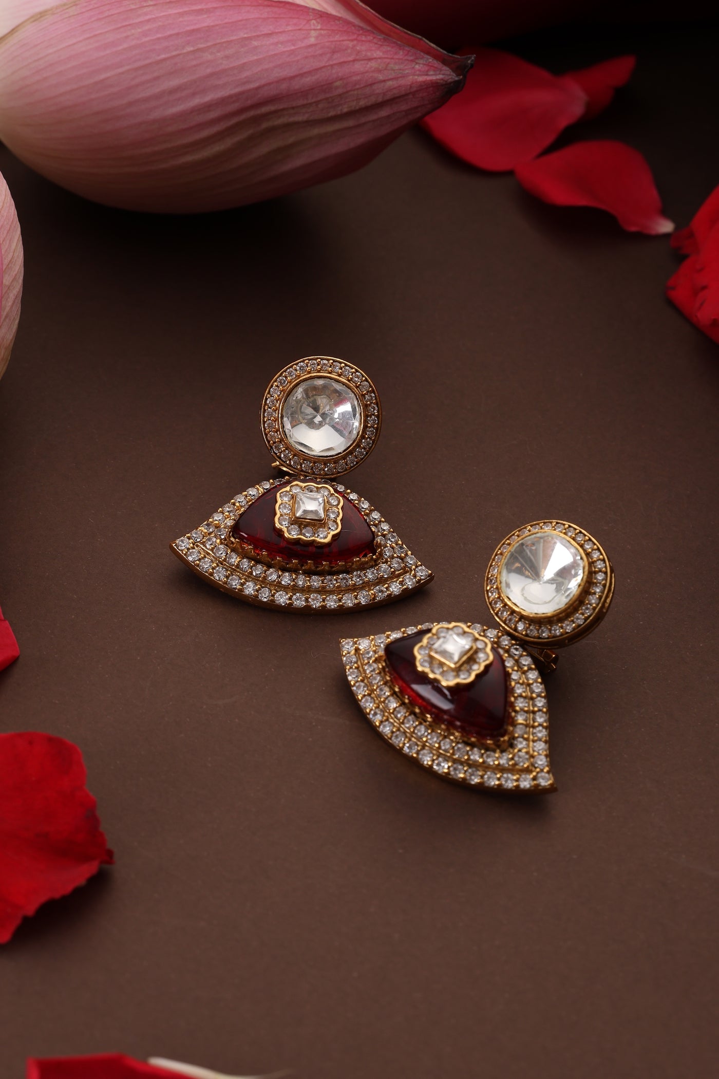 Nira Ruby Polki Dangler Earrings