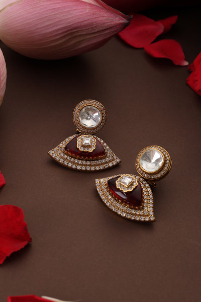 Nira Ruby Polki Dangler Earrings