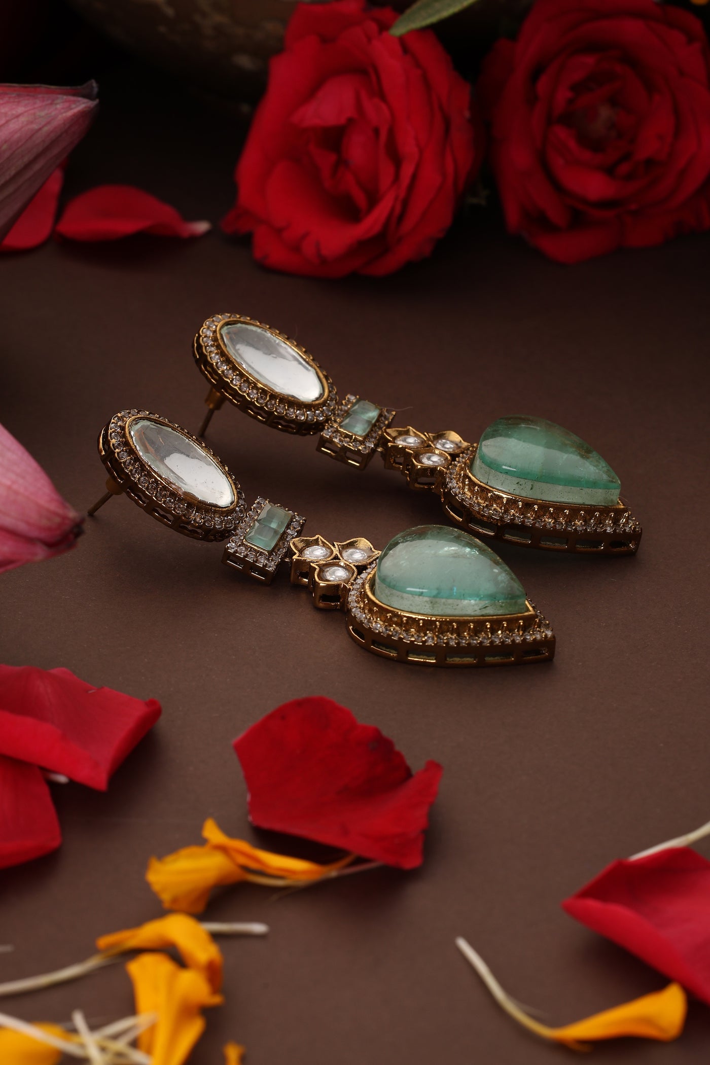 Niamh Mint Polki Dangler Earrings