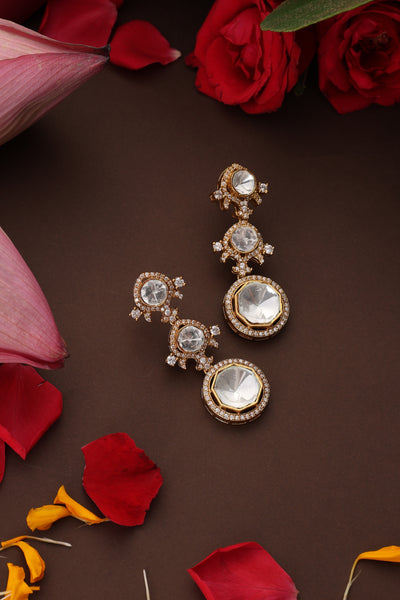 Taavi Rose Gold Polki Dangler Earrings