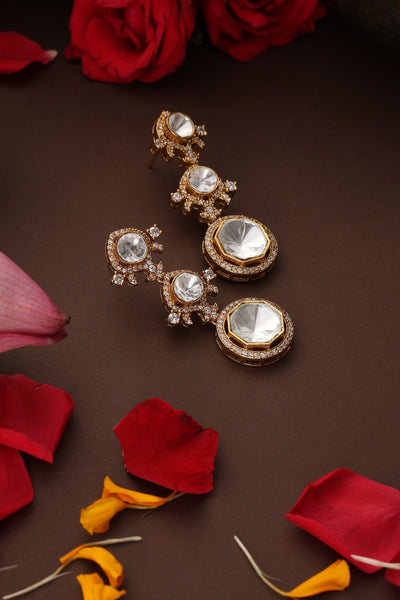 Taavi Rose Gold Polki Dangler Earrings