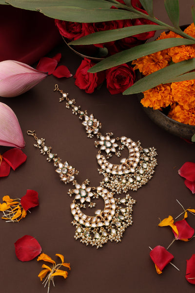 Noorani Gold Polki Chandbali Earrings