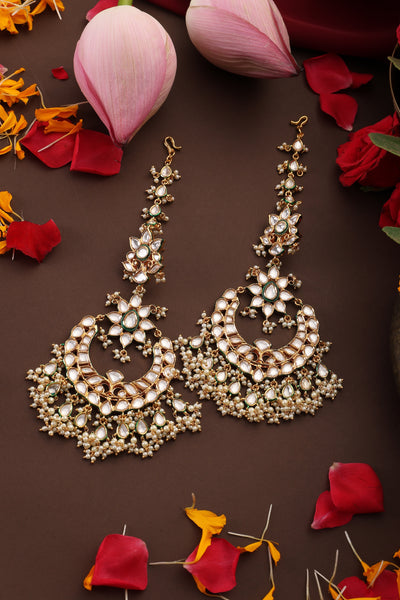 Noorani Gold Polki Chandbali Earrings