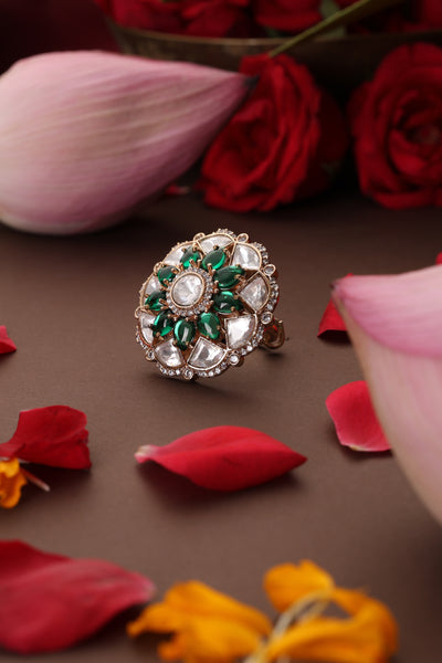 Oriana Emerald Polki Ring