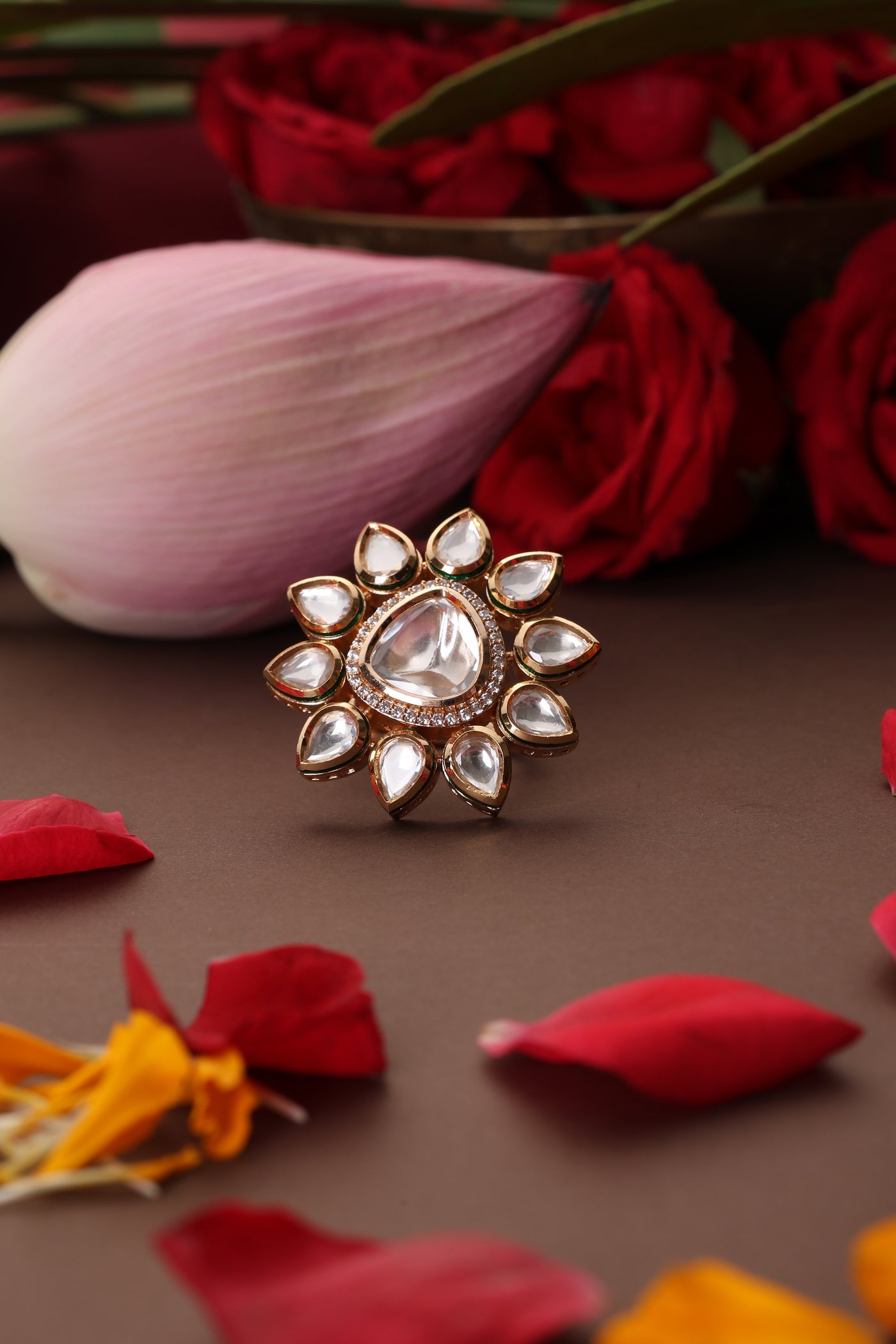Thalia Rose Gold Kundan Ring