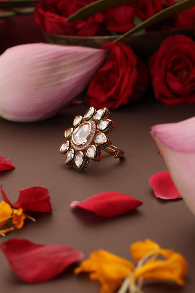 Thalia Rose Gold Kundan Ring
