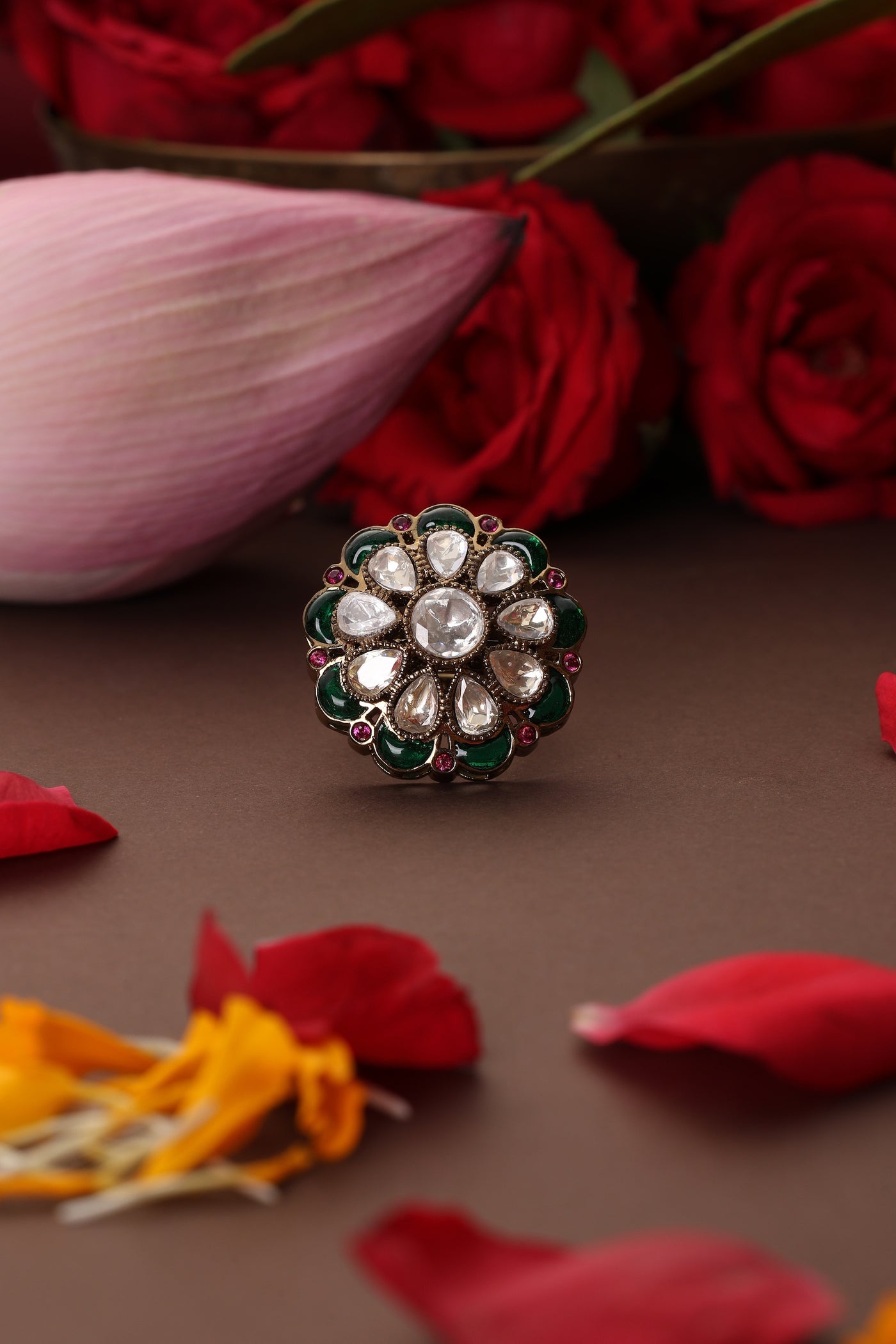 Aira Emerald Polki Ring