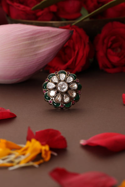 Aira Emerald Polki Ring