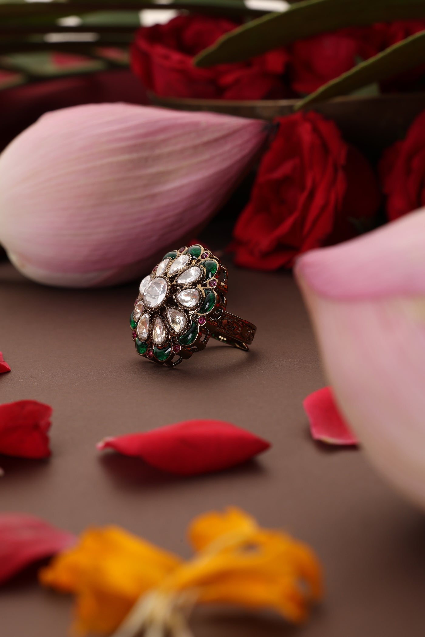 Aira Emerald Polki Ring