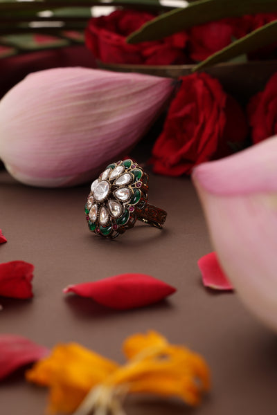 Aira Emerald Polki Ring