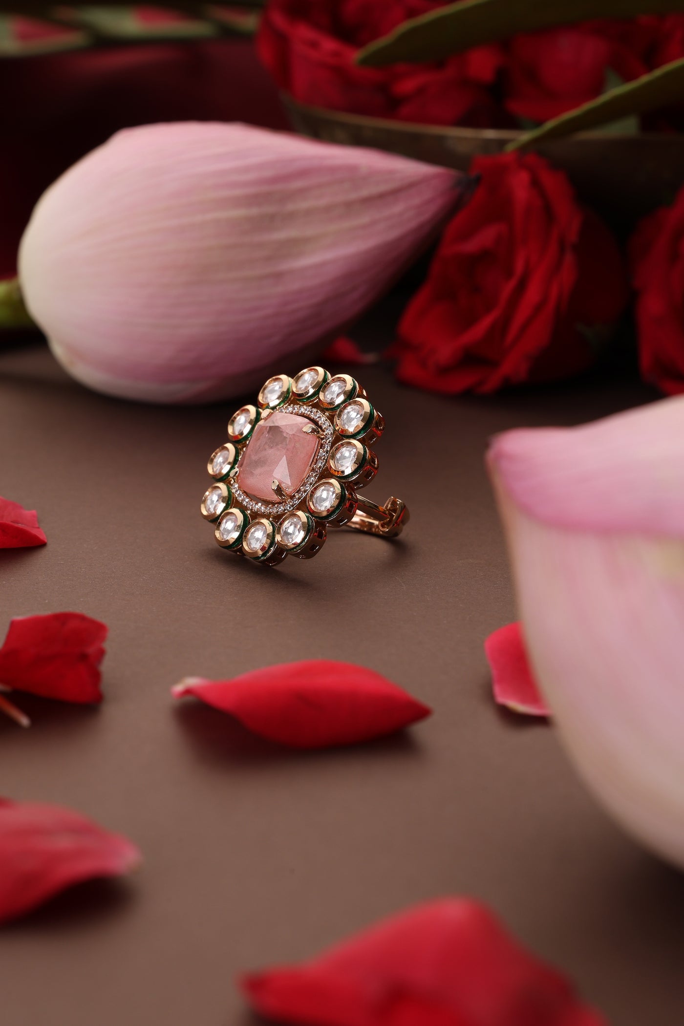 Noa Pink Kundan Ring