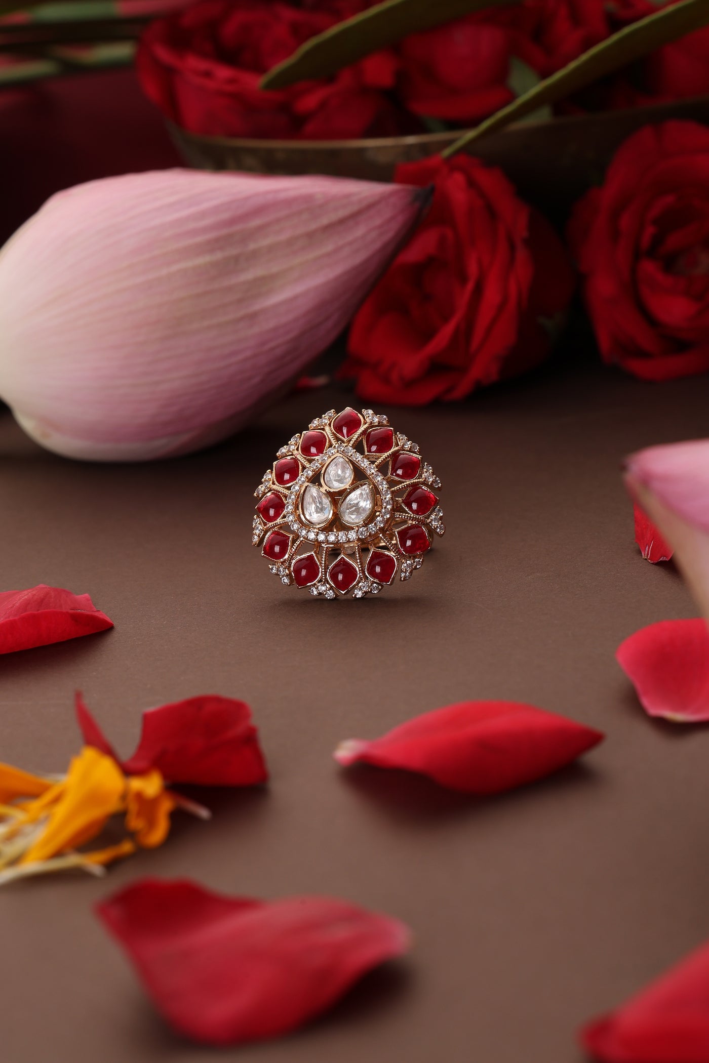Zoe Red Polki Ring