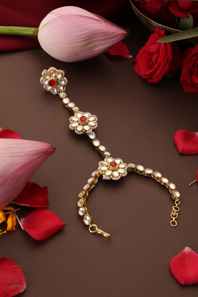 Kashna Red Kundan Hathphool