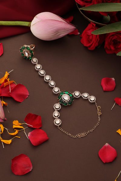 Pritha Green Polki Hath Phool