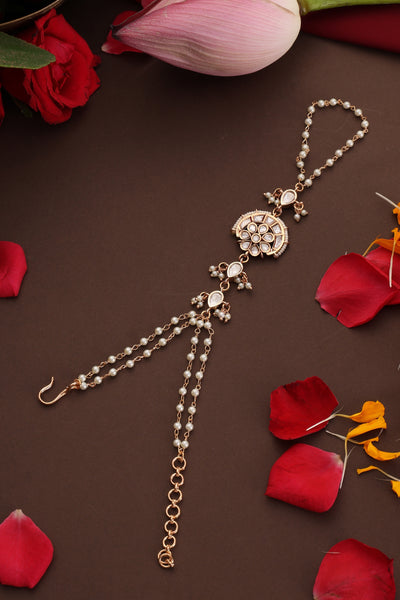 Mriganka Rose Gold Polki Hathphool