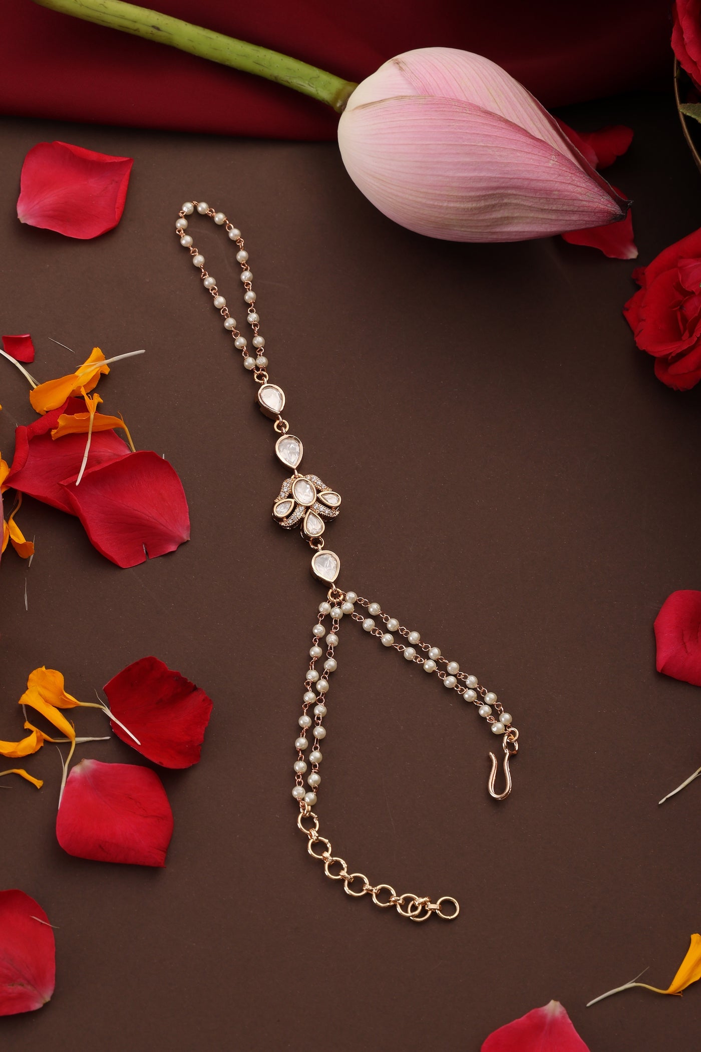 Hira Rose Gold Polki Hathphool