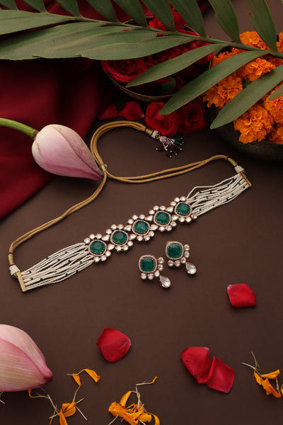 Anaira Emerald Polki Choker Set