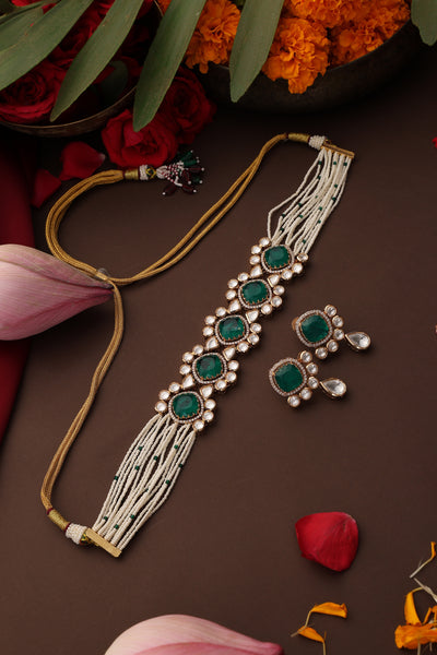 Anaira Emerald Polki Choker Set