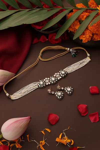 Ridhie Green Polki Choker Set