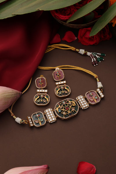 Tamana Multicolor Polki Choker Set