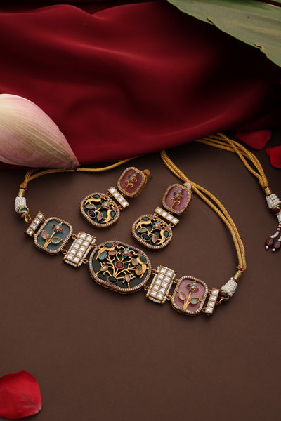 Tamana Multicolor Polki Choker Set